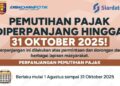 Lampung Perpanjang Pembebasan Pajak Kendaraan hingga 31 Oktober 2025, 3 Keringanan Bikin Penunggak Girang